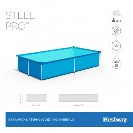Bestway 56401 BW Каркасный бассейн Steel Pro 221х150х43см, 1200л Bestway 56401 BW Каркасный бассейн Steel Pro 221х150х43см, 1200л